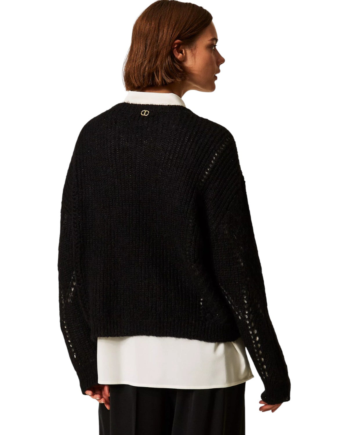 Maglione Oversize in Lana con Girocollo-Twinset-Maglieria-Vittorio Citro Boutique