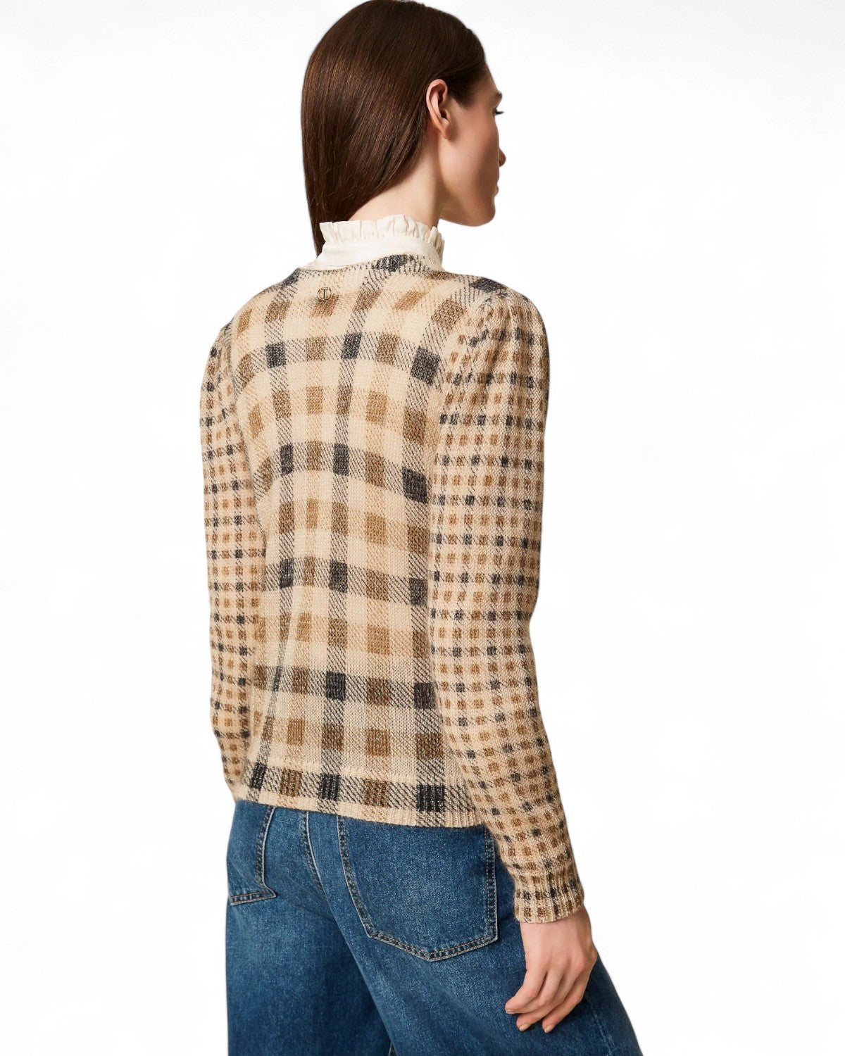 Maglia in Misto Mohair con Stampa a Quadri-Twinset-Maglieria-Vittorio Citro Boutique