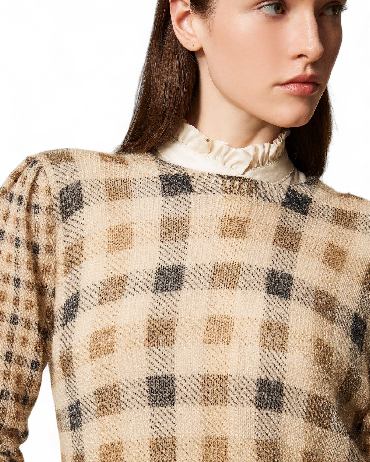 Maglia in Misto Mohair con Stampa a Quadri-Twinset-Maglieria-Vittorio Citro Boutique