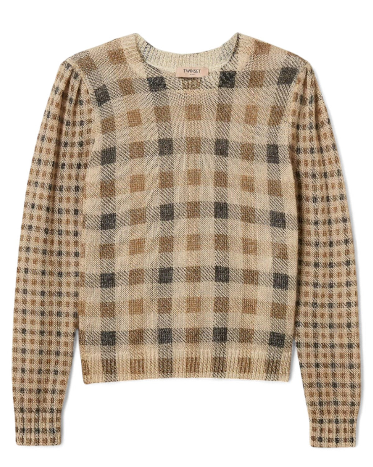 Maglia in Misto Mohair con Stampa a Quadri-Twinset-Maglieria-Vittorio Citro Boutique