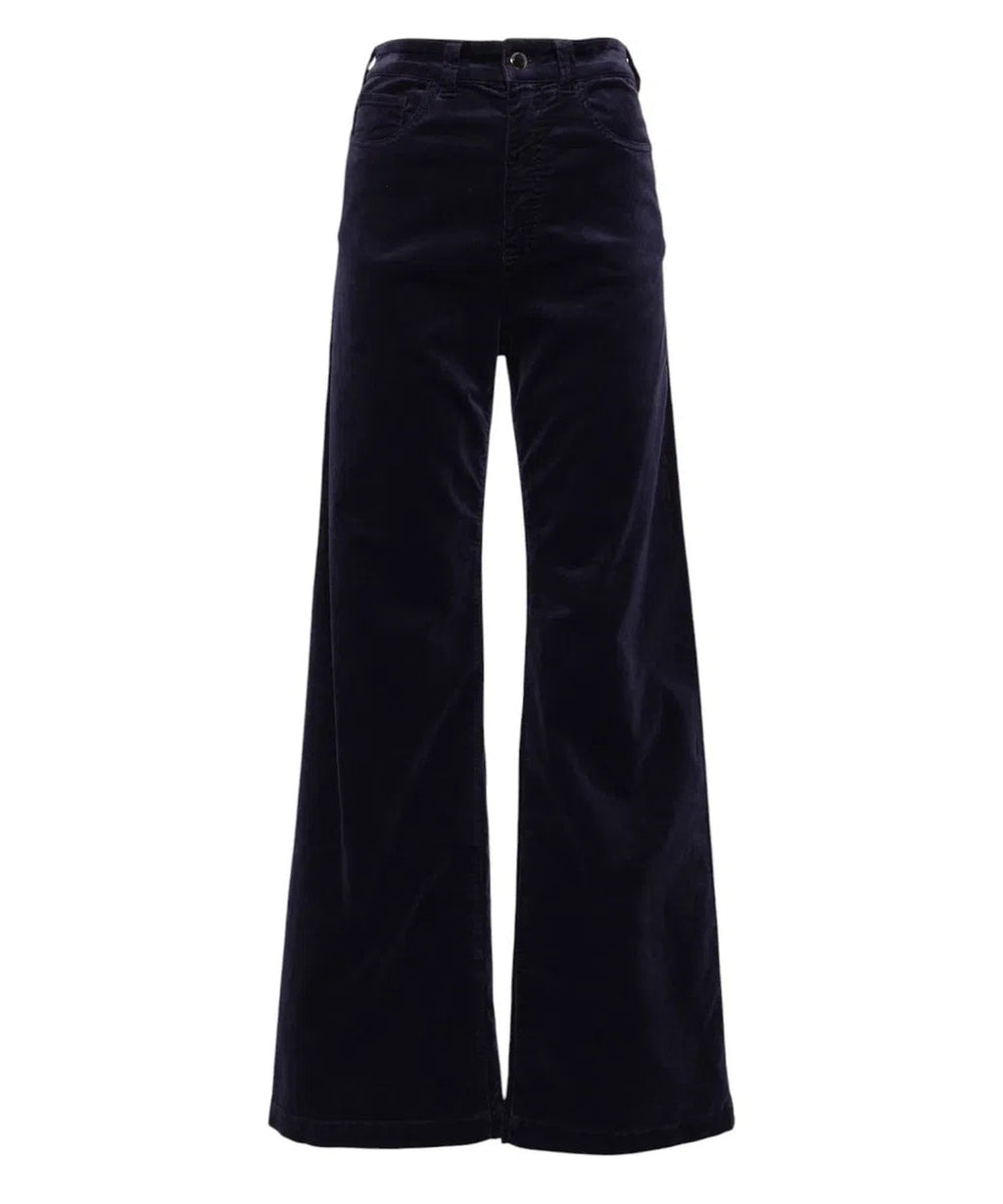 Pantalone in Velluto a Vita Alta-Pantaloni-Emporio Armani-Vittorio Citro Boutique