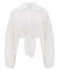 Camicia Febe in Cotone Cioccolato con Fiocco e Punto Inglese-Camicie-Mc2 Saint Barth-Vittorio Citro Boutique