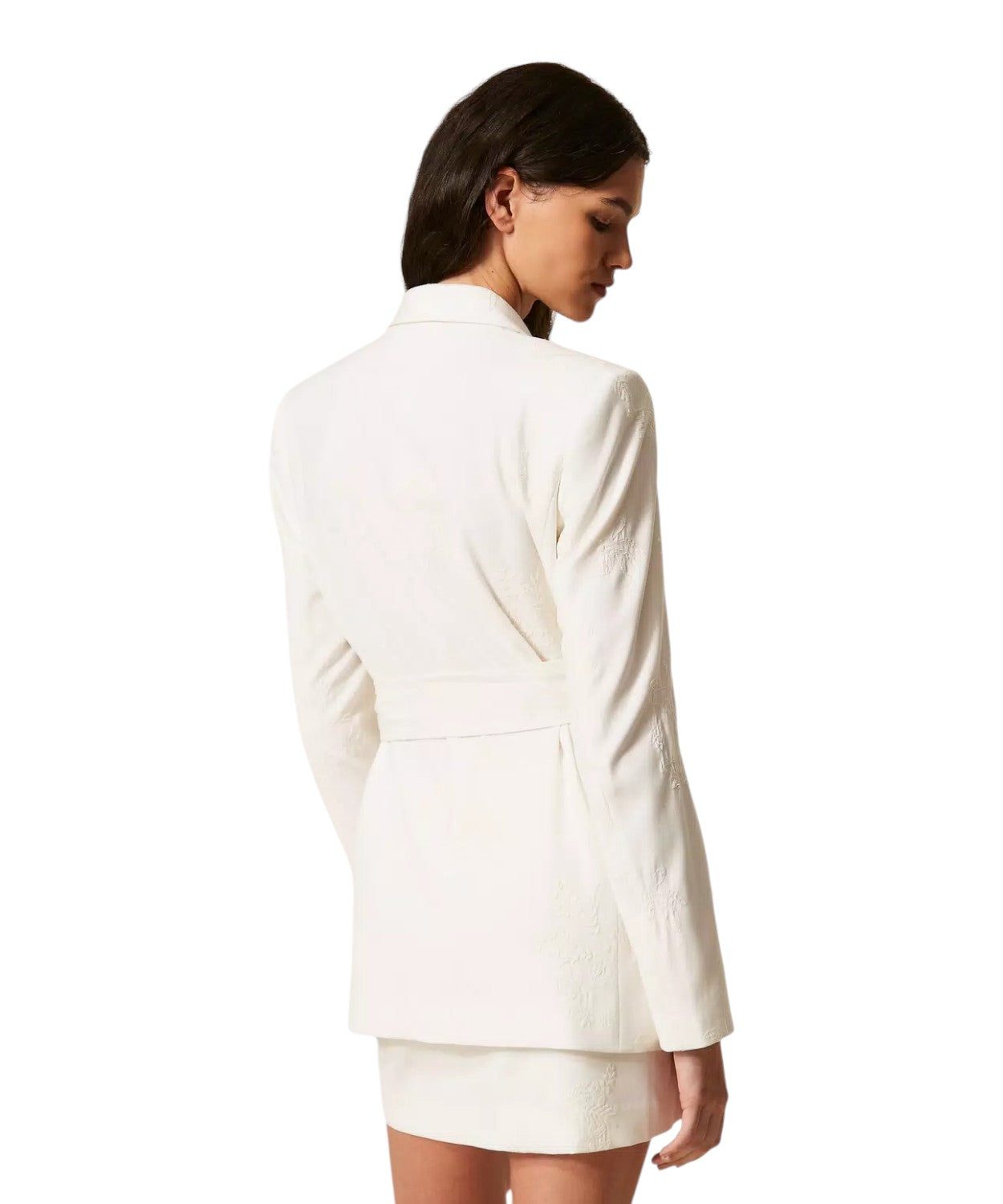Women's Twinset Embroidered Blazer Jacket with Belt