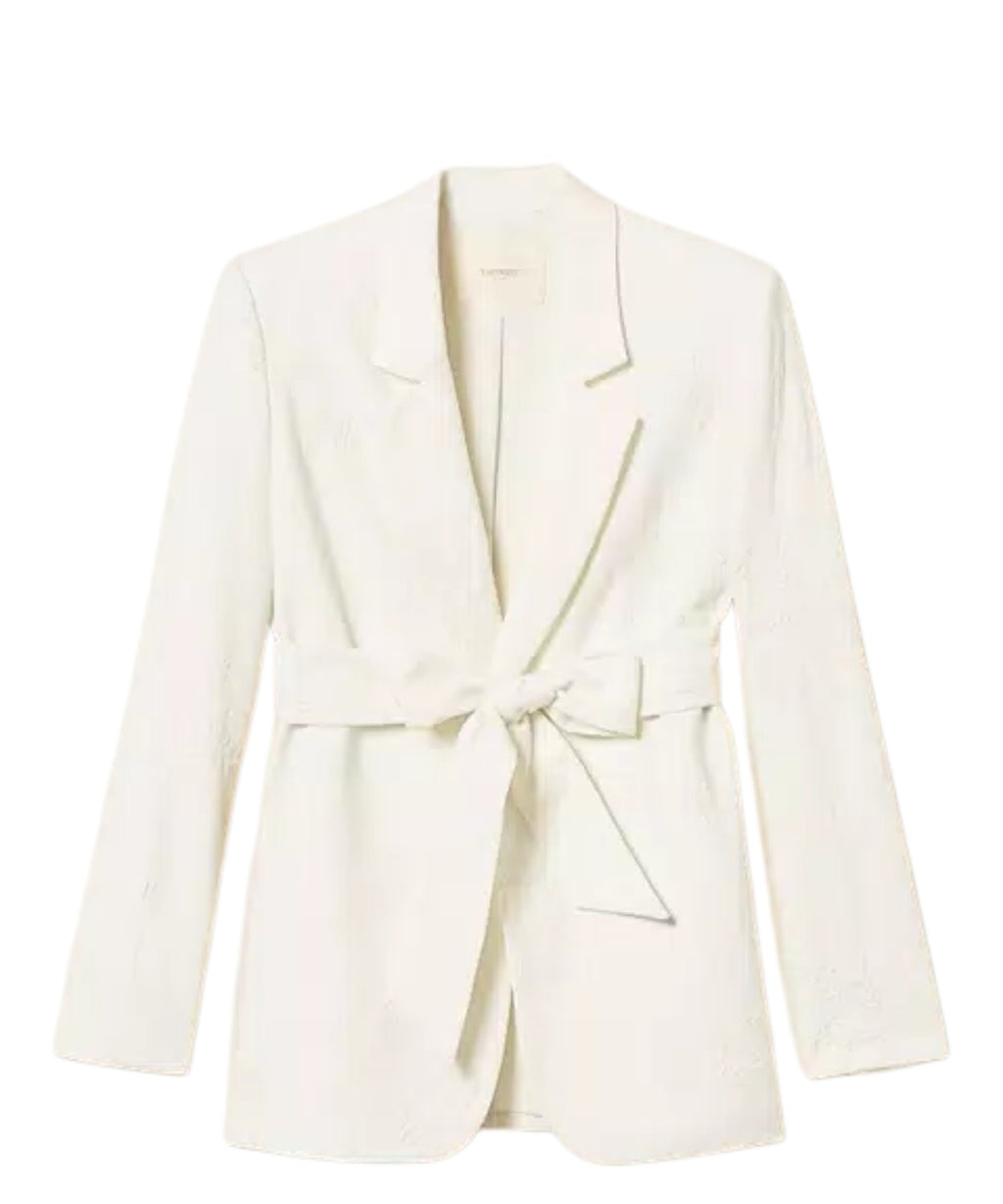 Women's Twinset Embroidered Blazer Jacket with Belt