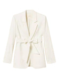 Women's Twinset Embroidered Blazer Jacket with Belt