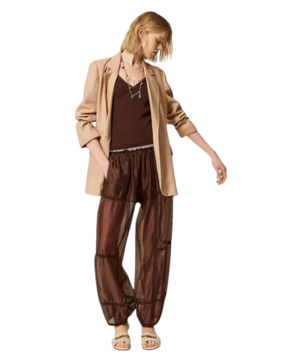 Twinset Pantalones Joggers Voile Encaje