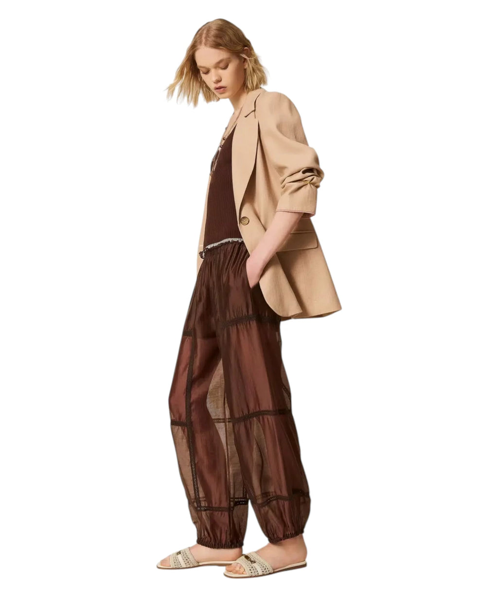 Twinset Pantalones Joggers Voile Encaje