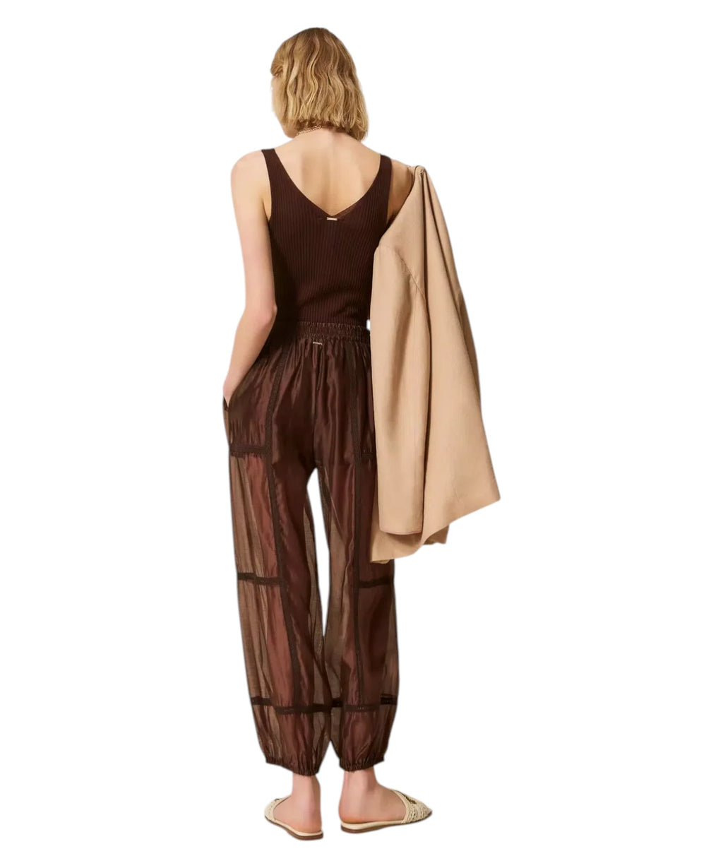 Twinset Pantalones Joggers Voile Encaje