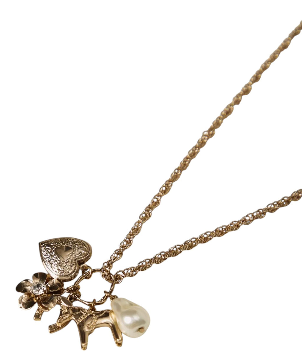Collana Oro Antico con Charm e Perla
