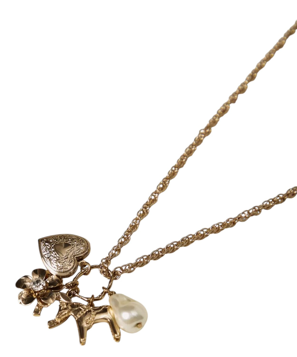 Collana Oro Antico con Charm e Perla