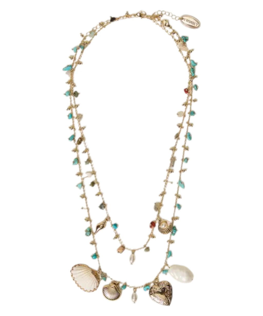 Set Collane Donna Multistrato Pietre Azzurre Dusty Sky