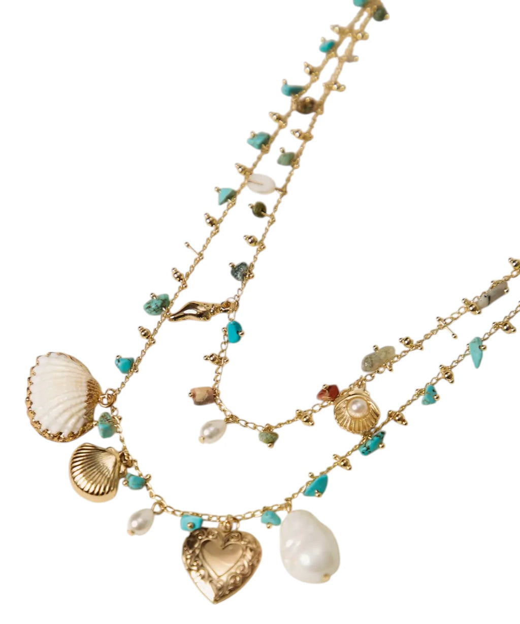 Set Collane Donna Multistrato Pietre Azzurre Dusty Sky