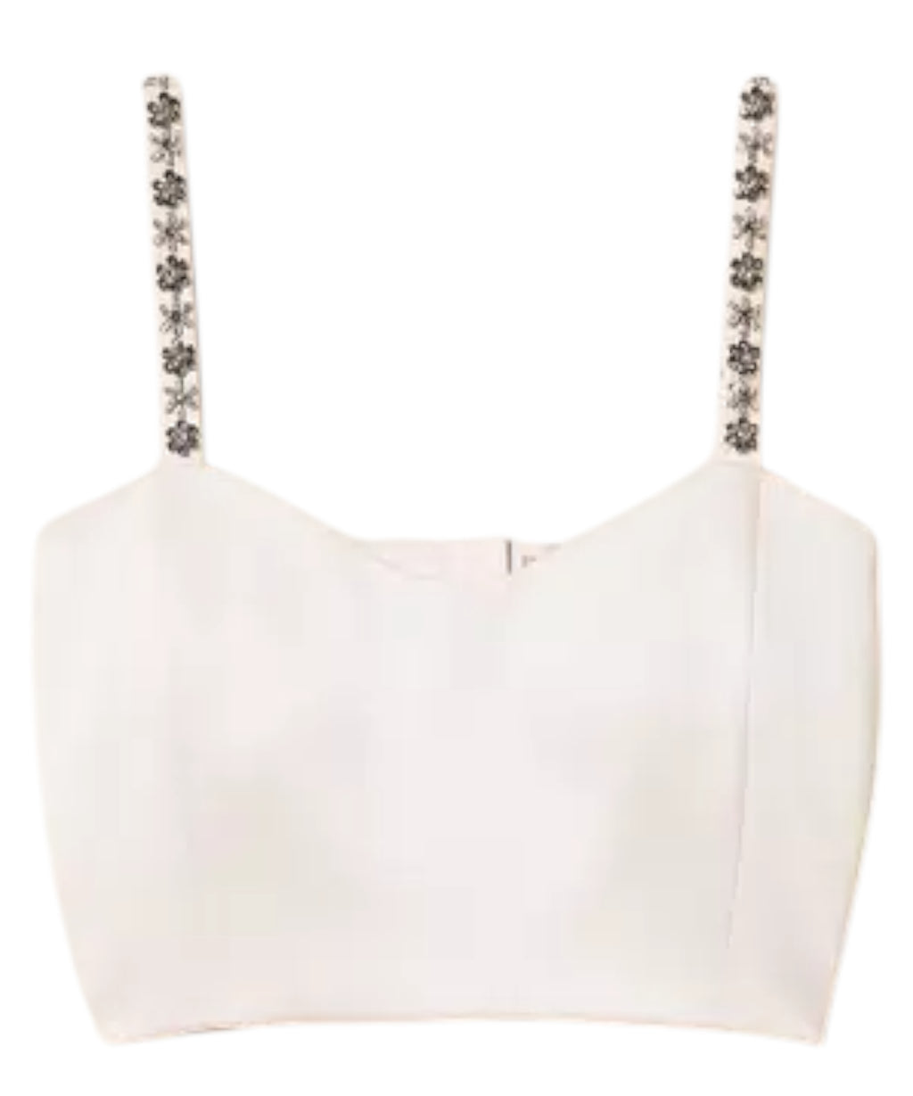 Top Cropped Duchesse Sabbia Rosa con Ricamo Twinset