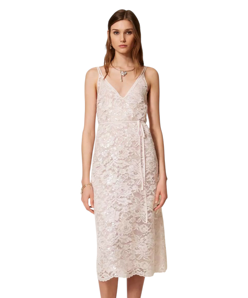 Twinset Sequined Lace Midi Dress