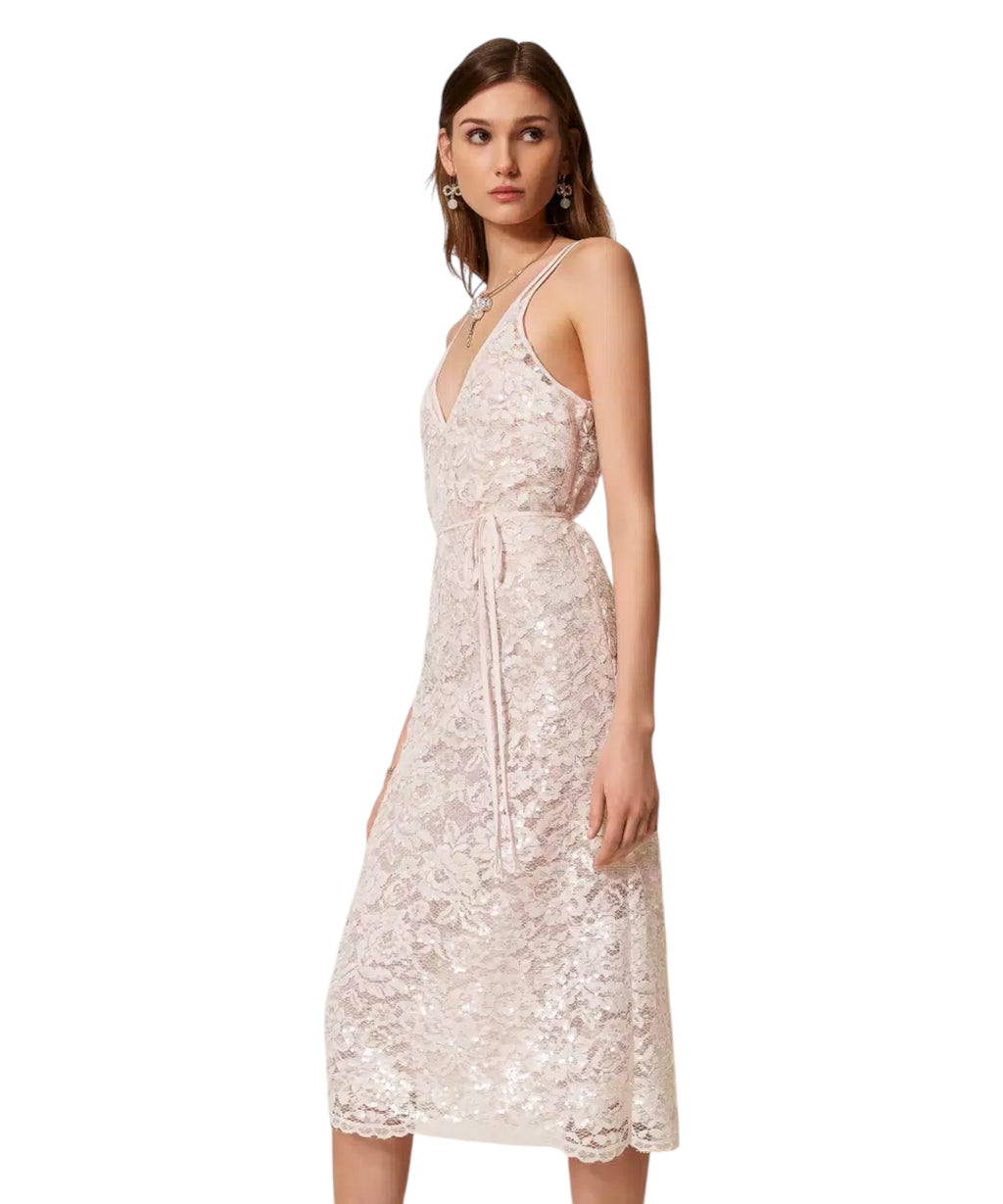 Twinset Sequined Lace Midi Dress