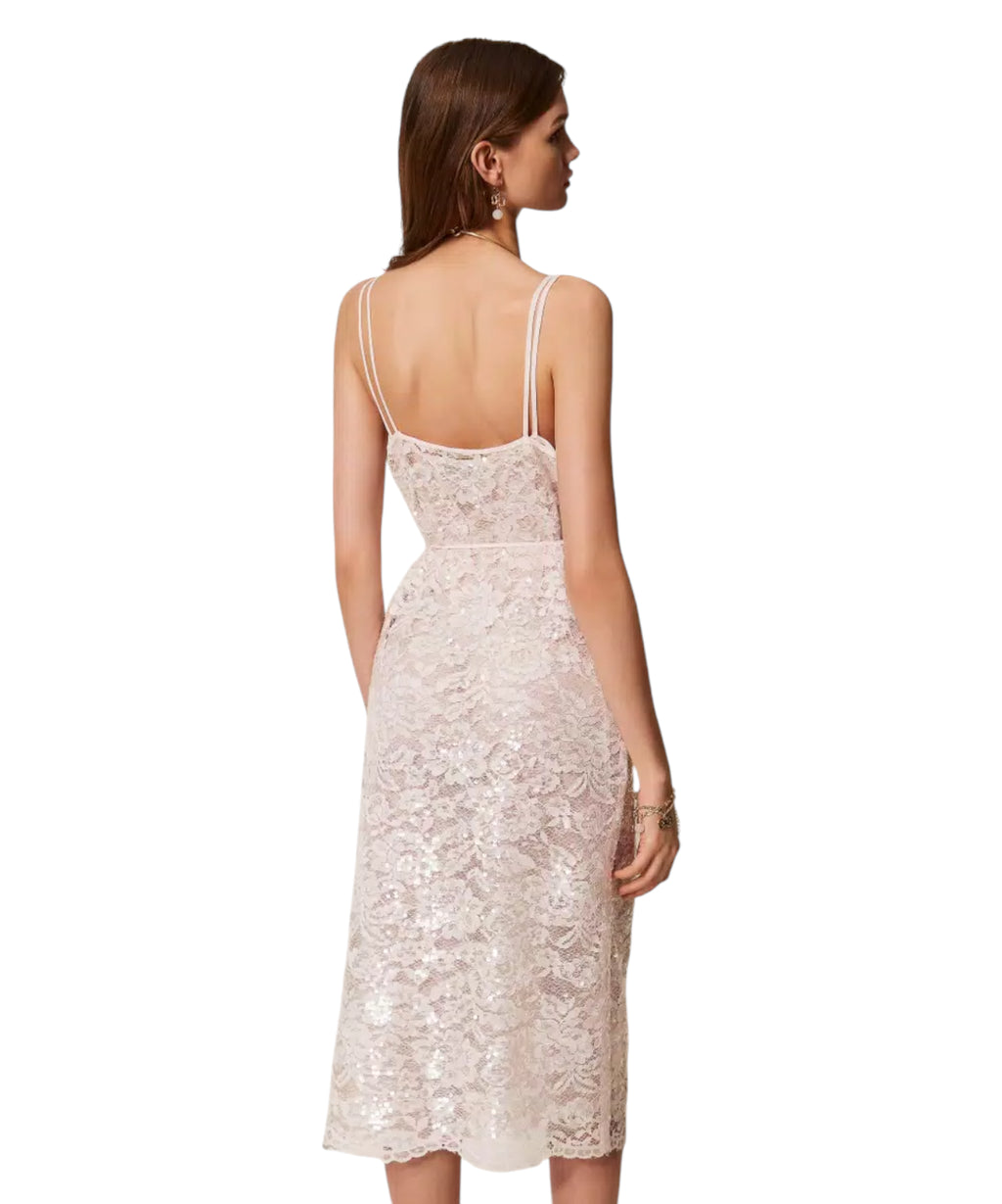 Twinset Sequined Lace Midi Dress