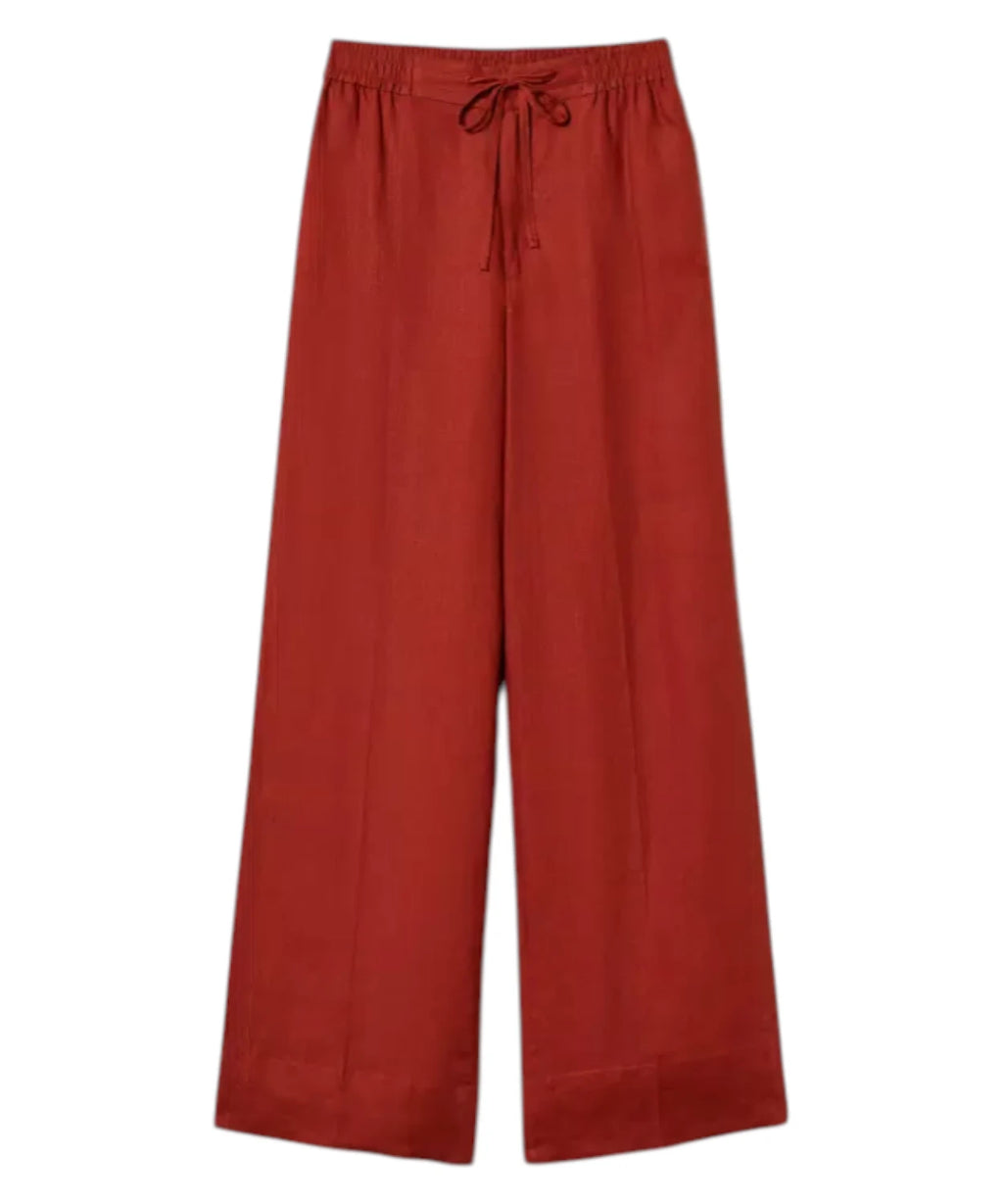 Linnen Broek met Geborduurd Logo van Twinset