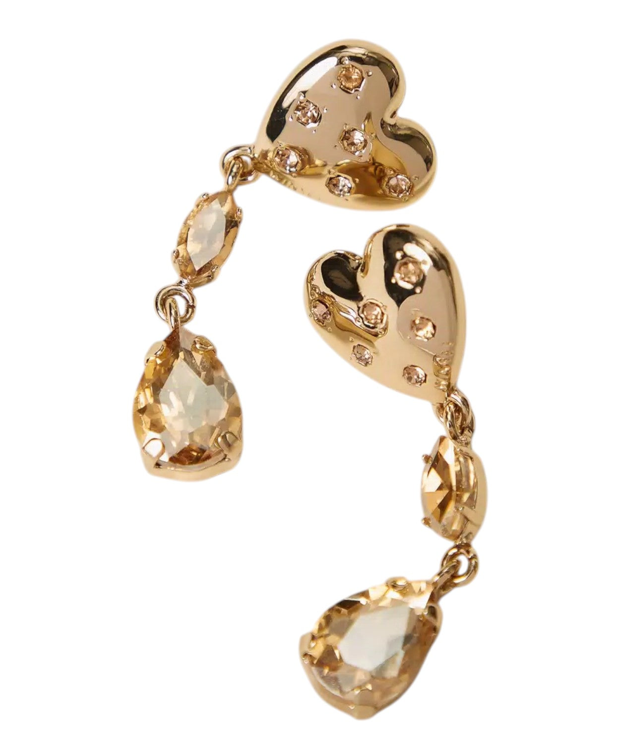 Orecchini a Cuore con Pendenti Strass per Donna