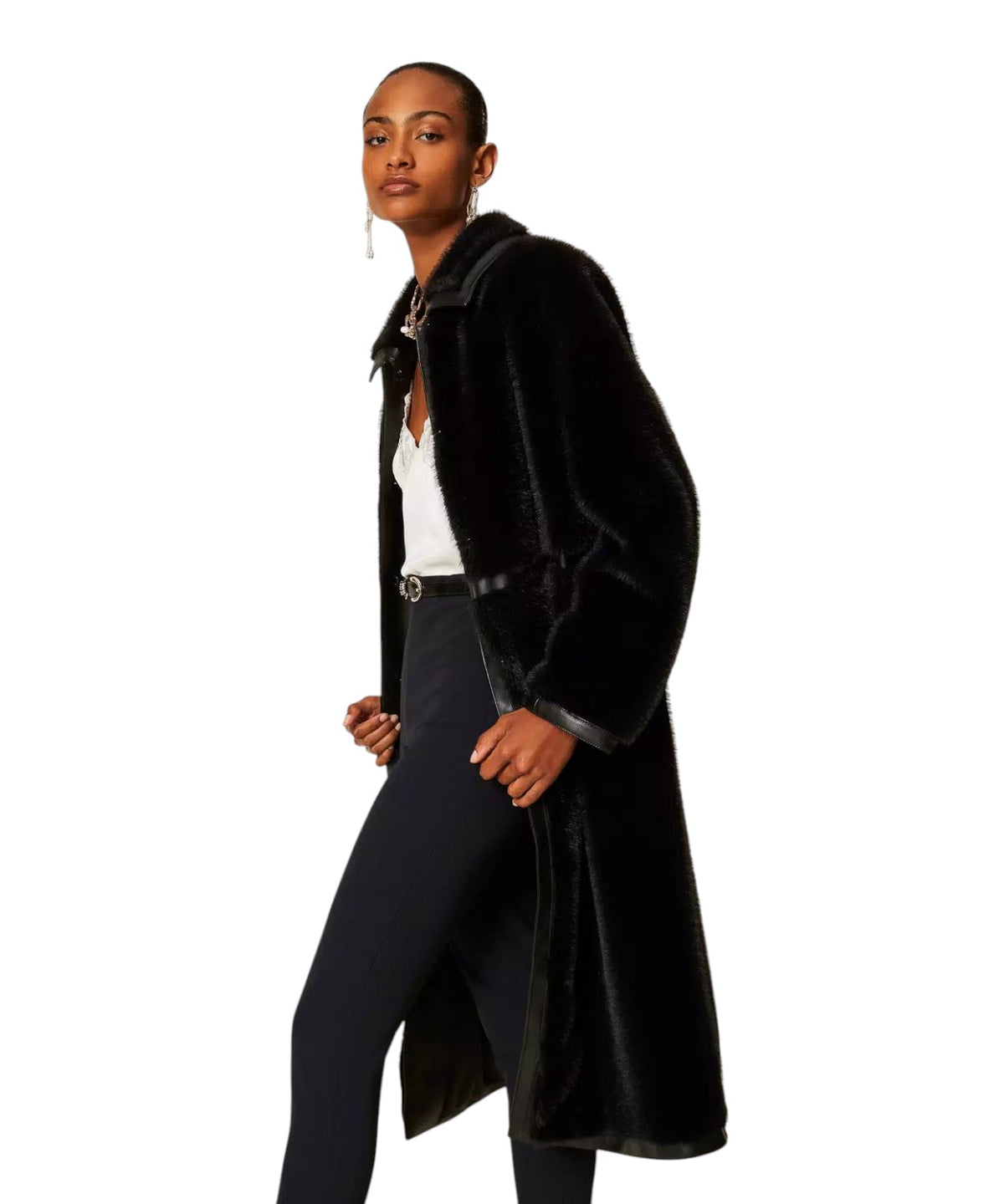 Cappotto Donna in Faux Fur con Colletto