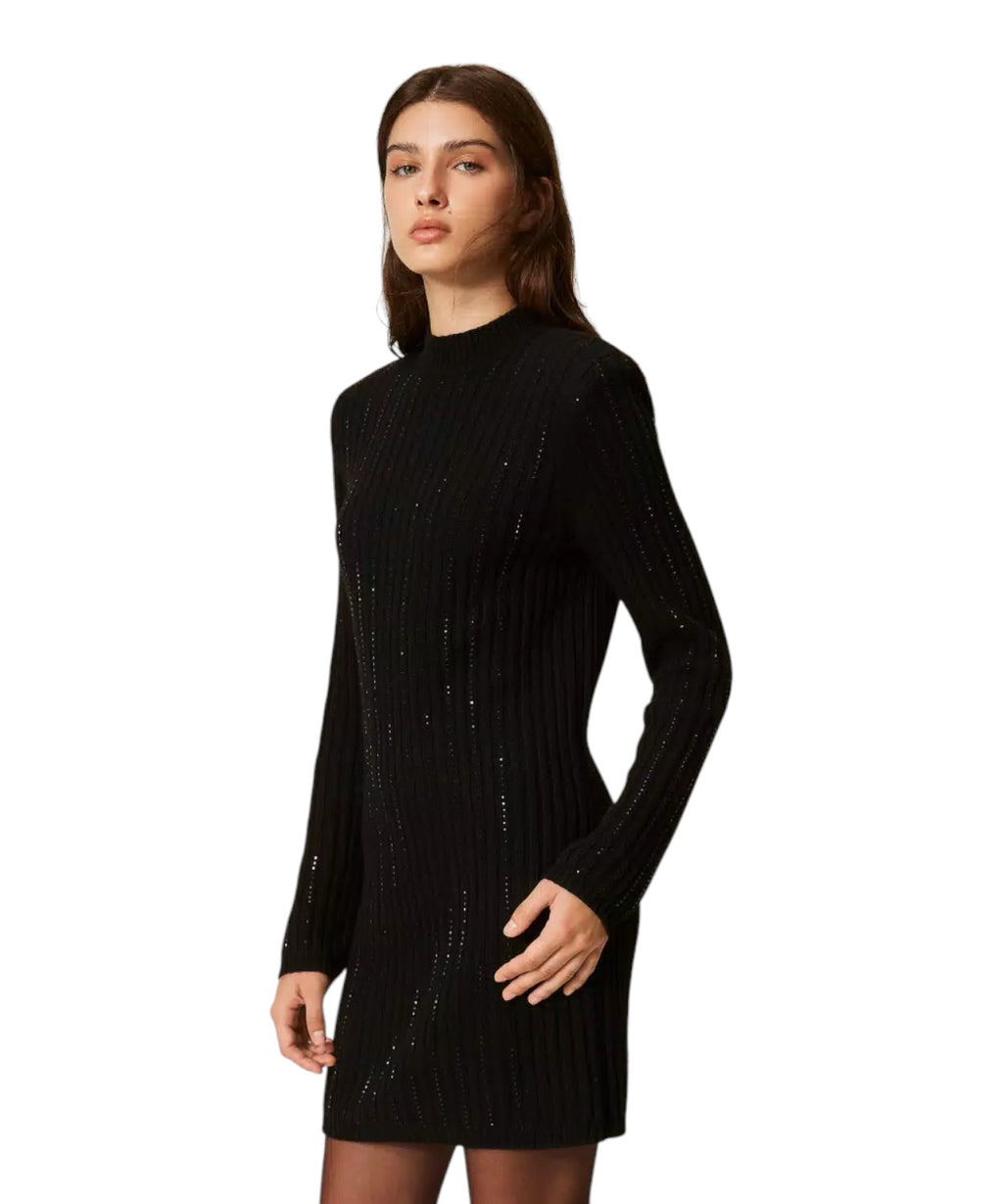 Abito Corto Donna in Maglia Misto Lana e Cashmere