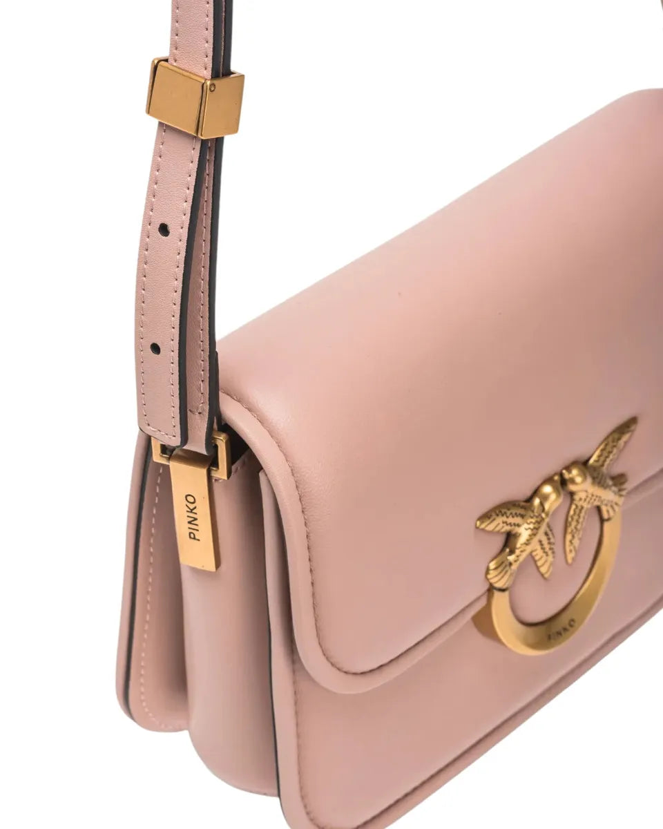 Borsa a Spalla Love Birds in Pelle di Vitello con Tracolla Regolabile-Pinko-Borse a spalla-Vittorio Citro Boutique