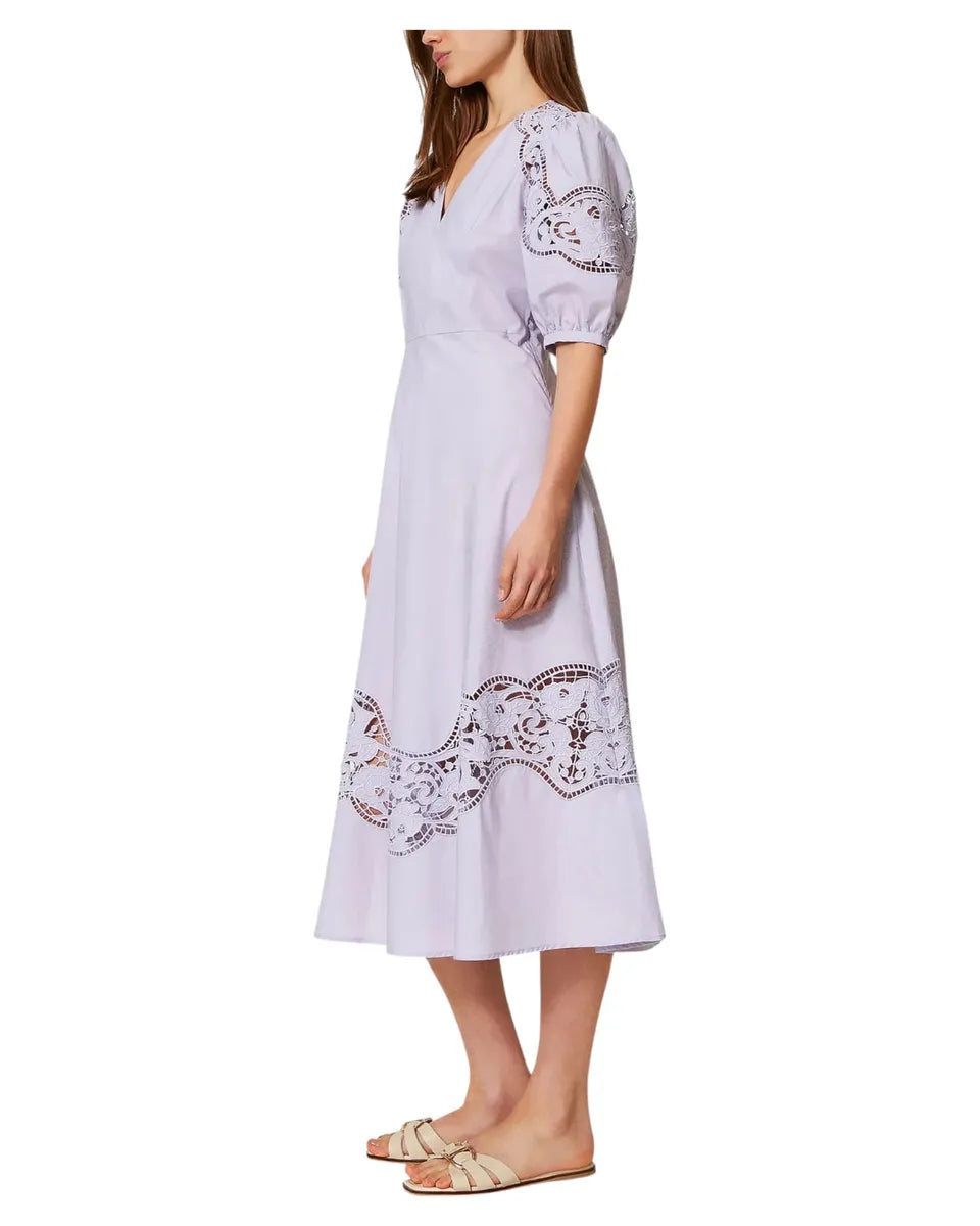 Long cotton poplin dress with Sangallo embroidery – Vittorio Citro