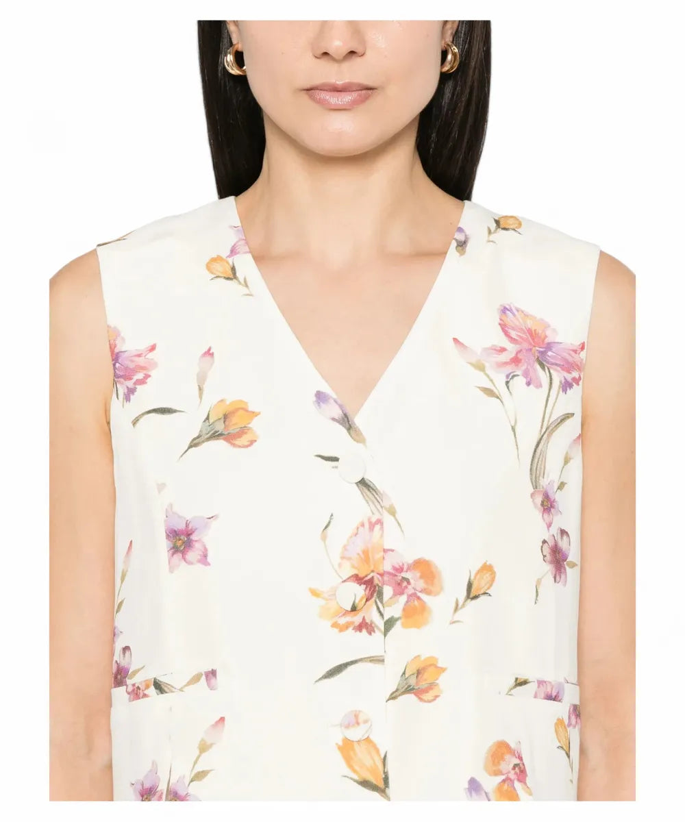 Gilet in Crêpe de Chine Floreale-Twinset-Gilet-Vittorio Citro Boutique
