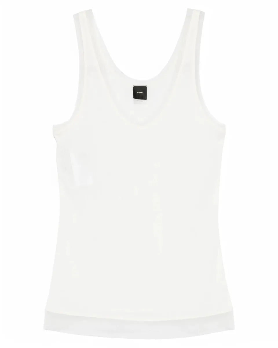 Canotta Clark a Coste con Bordi a Contrasto-Pinko-Top-Vittorio Citro Boutique