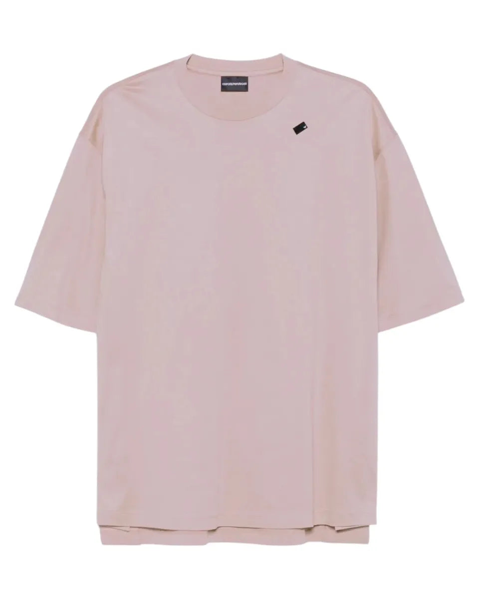 T-shirt Over Fit in Jersey Misto Lyocell con Micro Etichetta Logata-T-shirt-Emporio Armani-Vittorio Citro Boutique