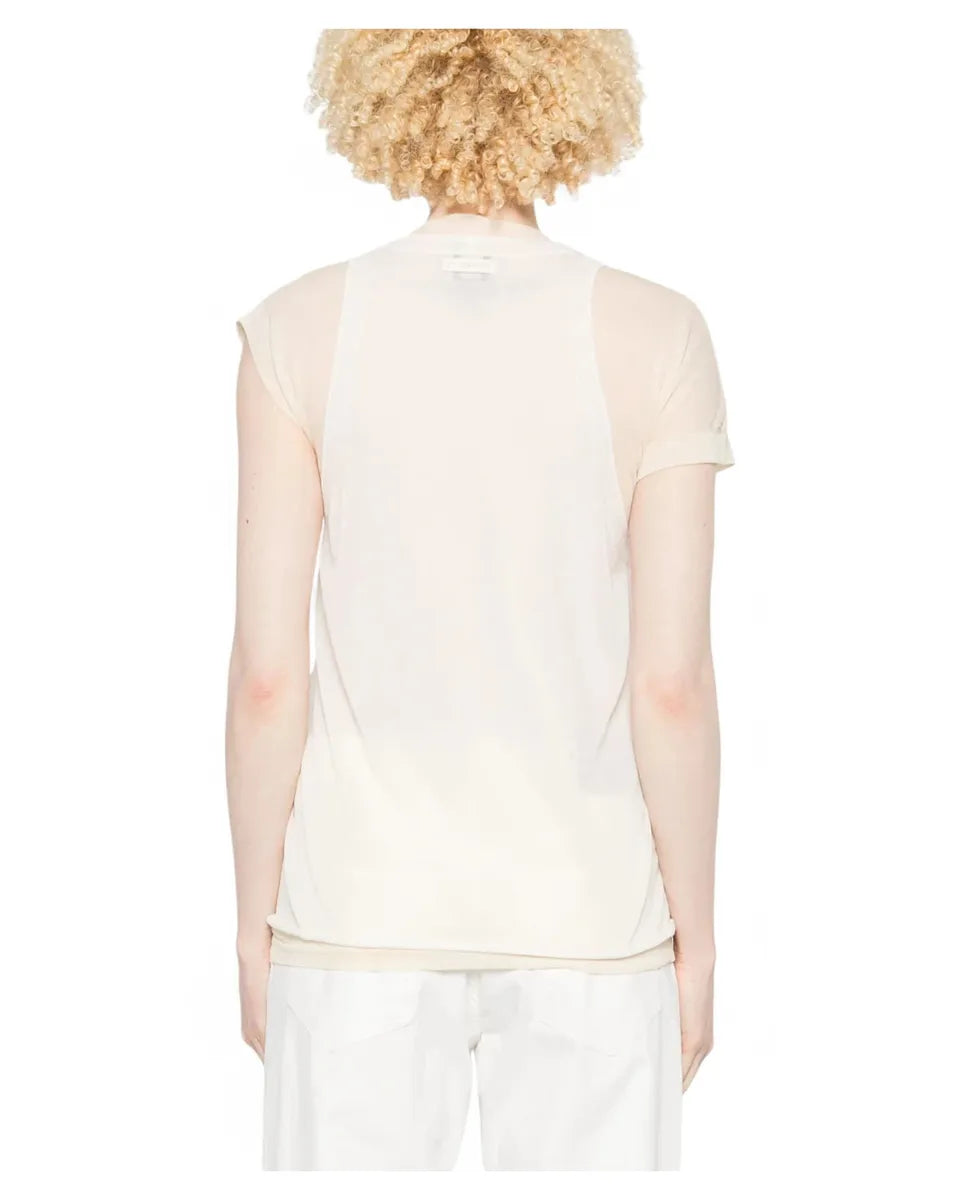 T-shirt con Canotta Abbinata in Crêpe di Cotone-Vittoriocitro-Vittorio Citro Boutique