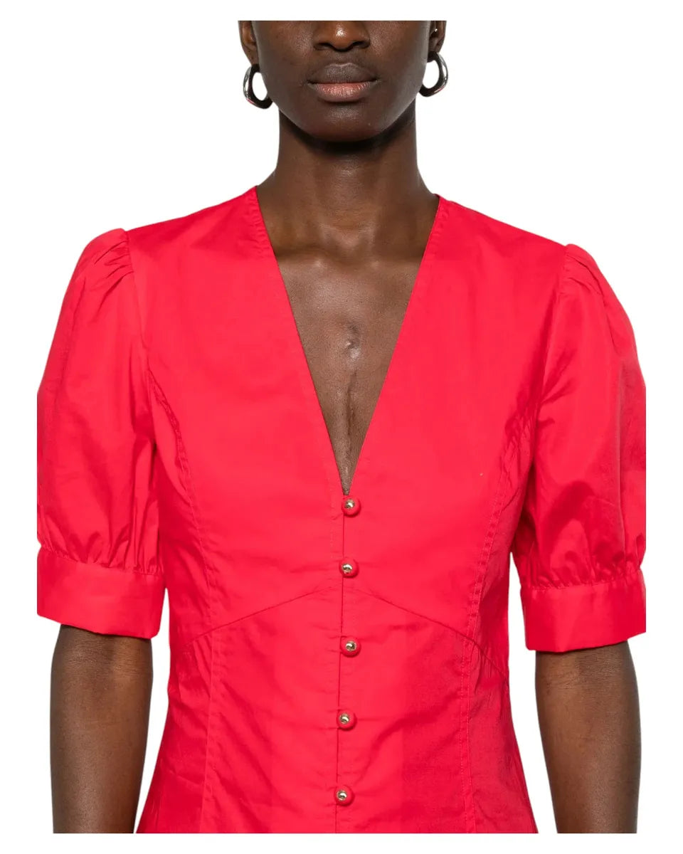 Abito midi svasato in cotone rosso papavero-Twinset-Abiti-Vittorio Citro Boutique