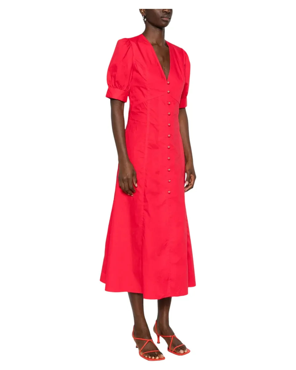 Abito midi svasato in cotone rosso papavero-Twinset-Abiti-Vittorio Citro Boutique