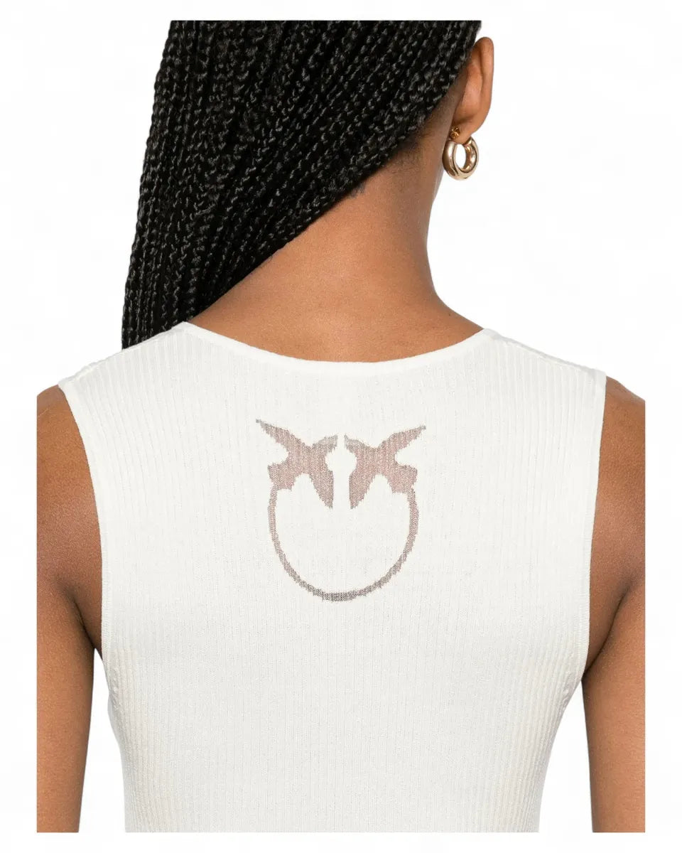 Top Slim Fit a Coste Scollo a V-Top-Pinko-Vittorio Citro Boutique