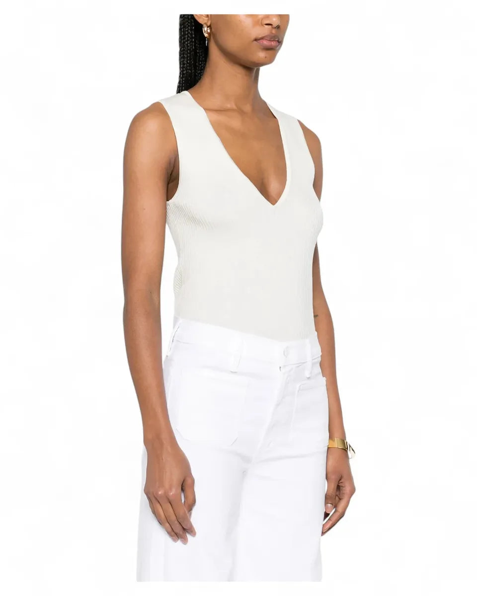 Top Slim Fit a Coste Scollo a V-Top-Pinko-Vittorio Citro Boutique