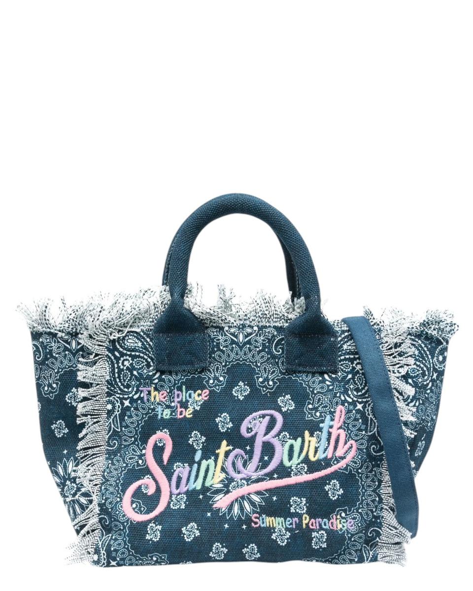 Borsa tote Colette blu navy in cotone con tracolla regolabile-Mc2 Saint Barth-Borse a mano-Vittorio Citro Boutique