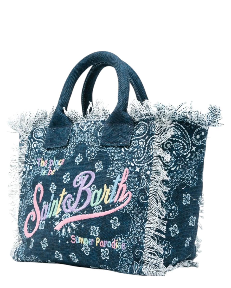 Borsa tote Colette blu navy in cotone con tracolla regolabile-Mc2 Saint Barth-Borse a mano-Vittorio Citro Boutique