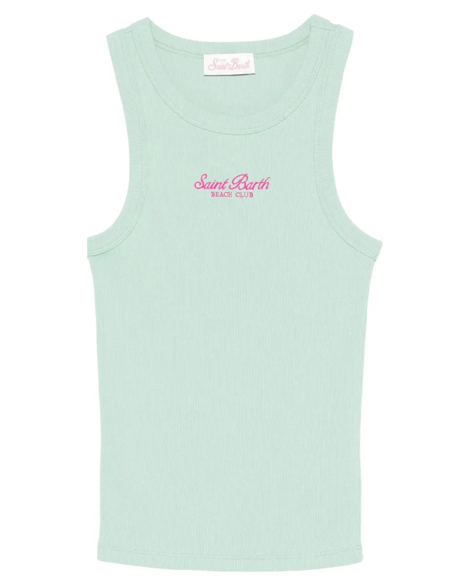 Canotta Ada in Cotone Elasticizzato con Logo Ricamato-Mc2 Saint Barth-Top-Vittorio Citro Boutique