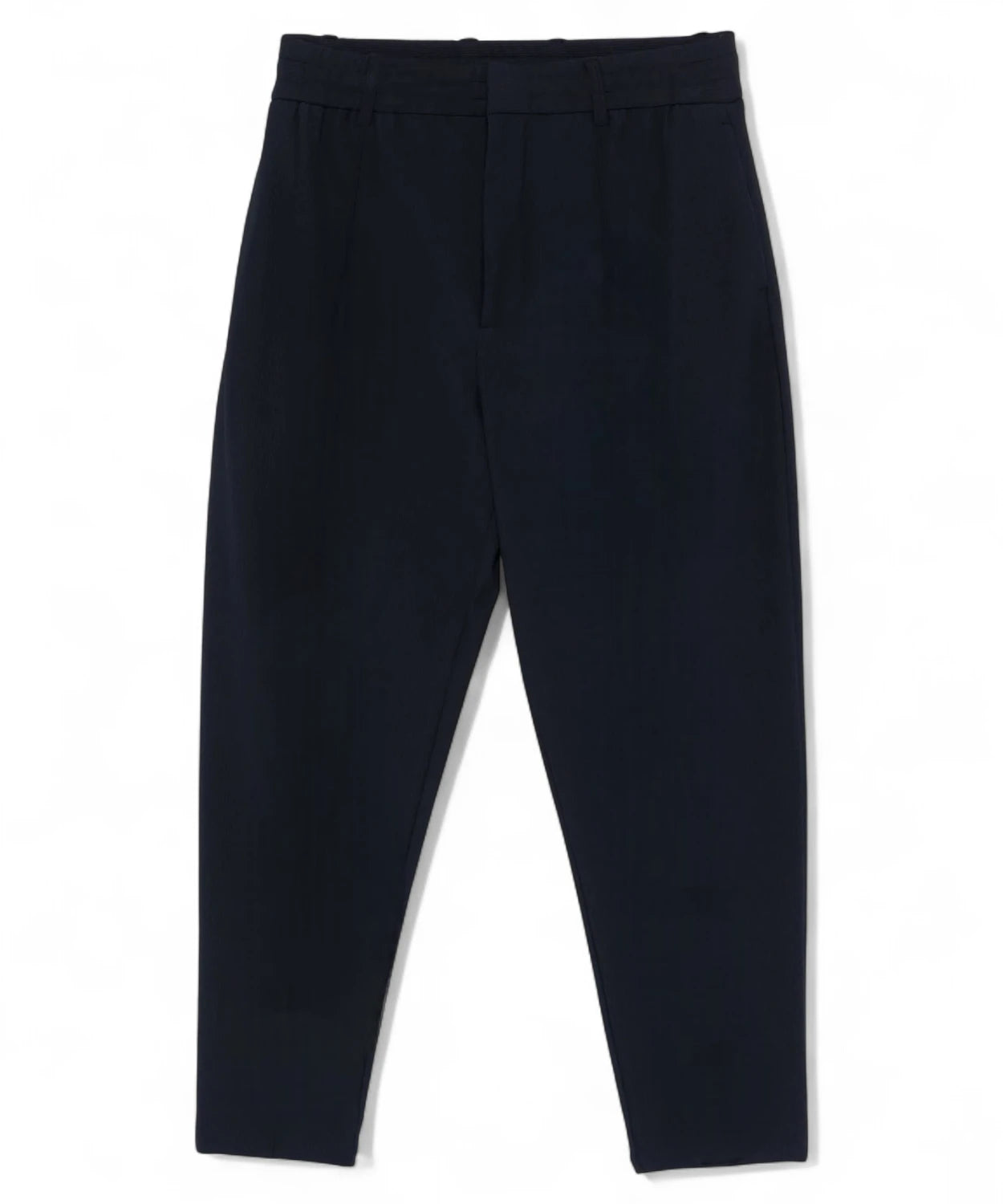 Pantaloni blu navy a gamba larga con elastico in vita e passanti per cintura-Emporio Armani-Pantaloni-Vittorio Citro Boutique