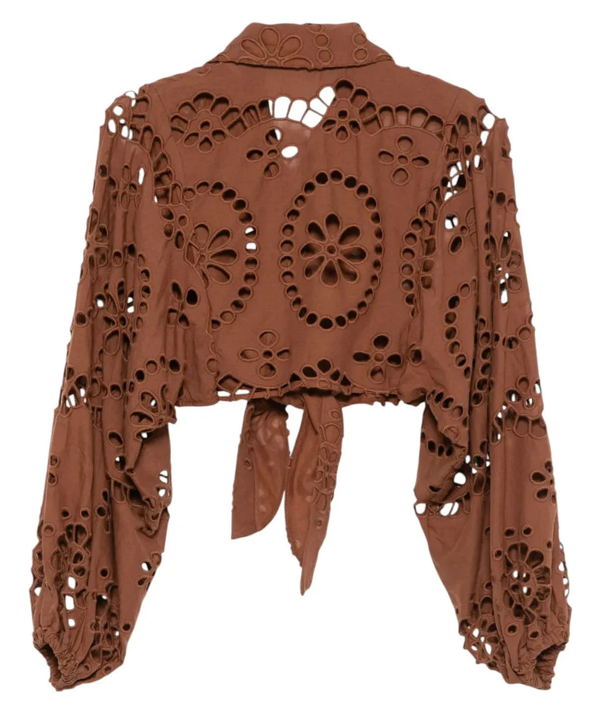Camicia Febe in Cotone Cioccolato con Fiocco e Punto Inglese-Mc2 Saint Barth-Camicie-Vittorio Citro Boutique