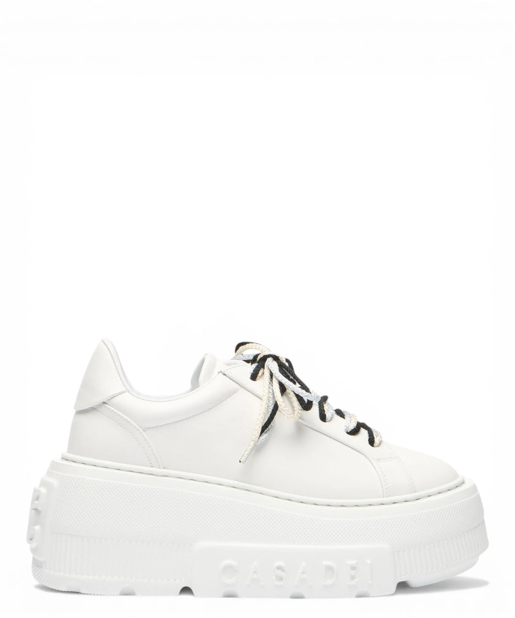 Sneaker Casadei Nexus in Pelle con zeppa e lacci a contrasto