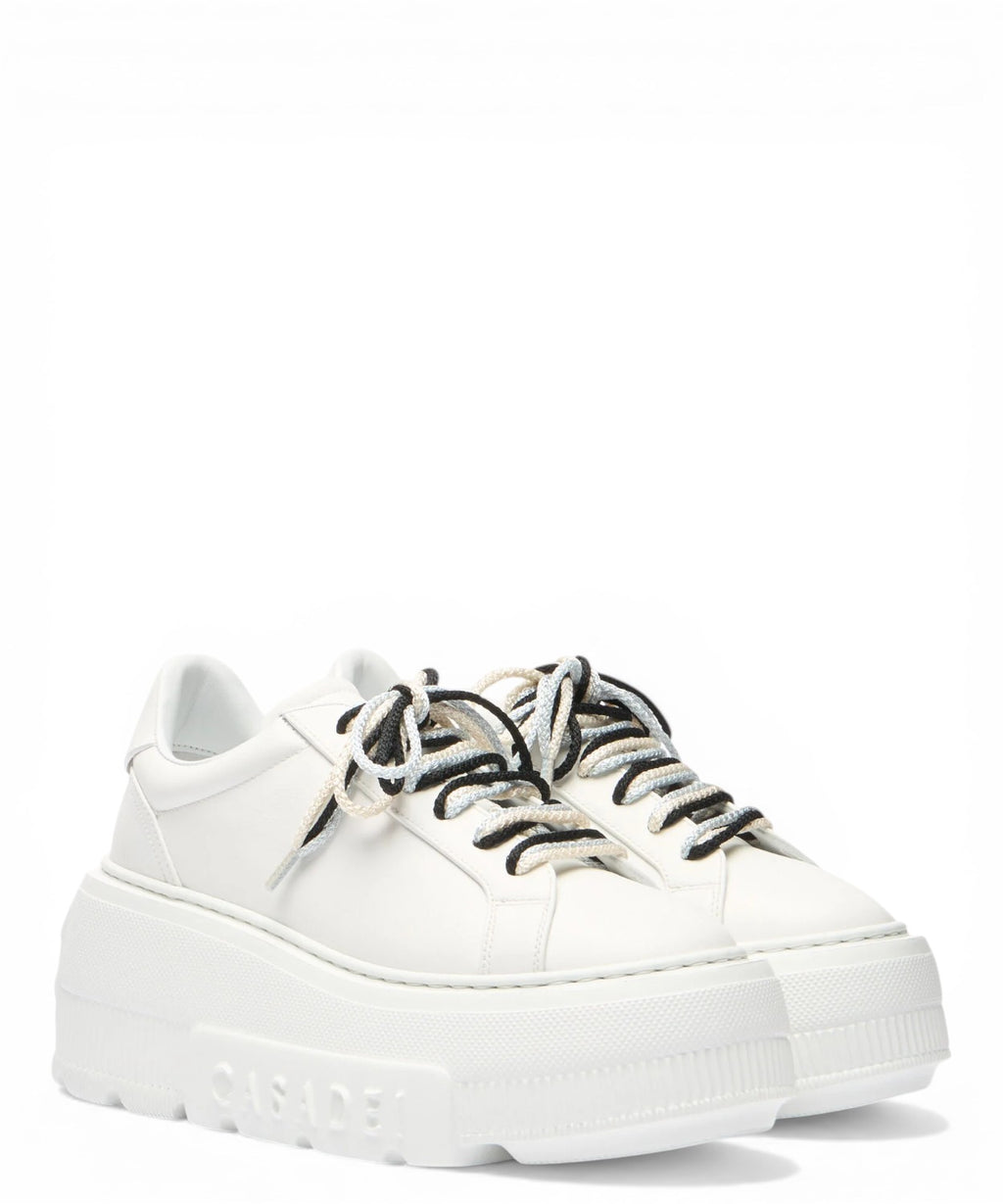 Sneaker Casadei Nexus in Pelle con zeppa e lacci a contrasto