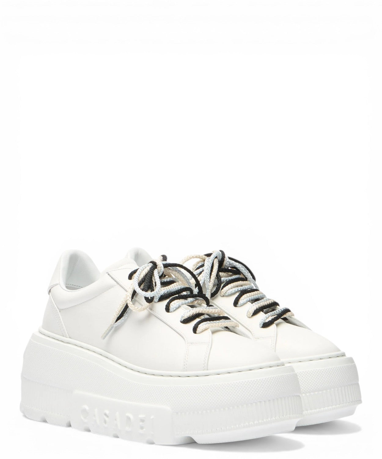 Sneaker Casadei Nexus in Pelle con zeppa e lacci a contrasto