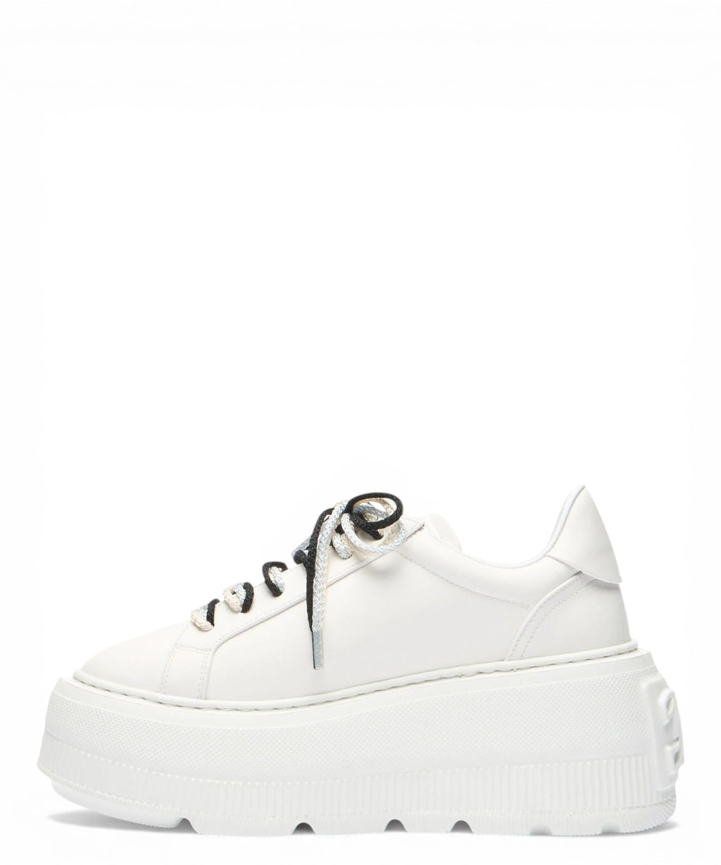 Sneaker Casadei Nexus in Pelle con zeppa e lacci a contrasto