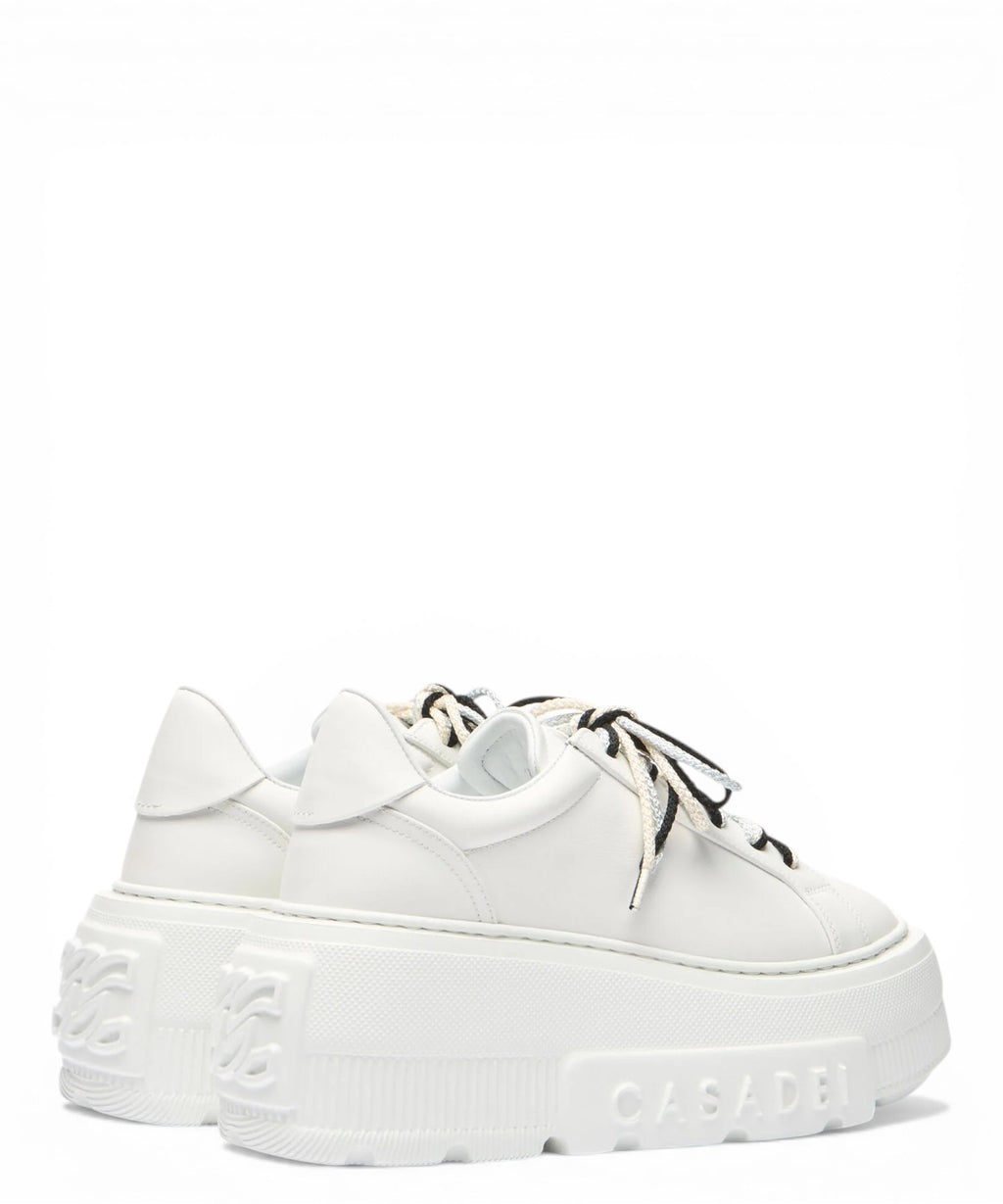 Sneaker Casadei Nexus in Pelle con zeppa e lacci a contrasto