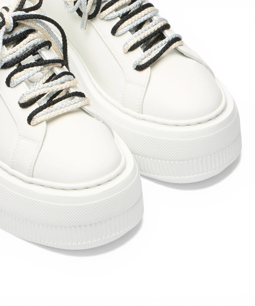 Sneaker Casadei Nexus in Pelle con zeppa e lacci a contrasto