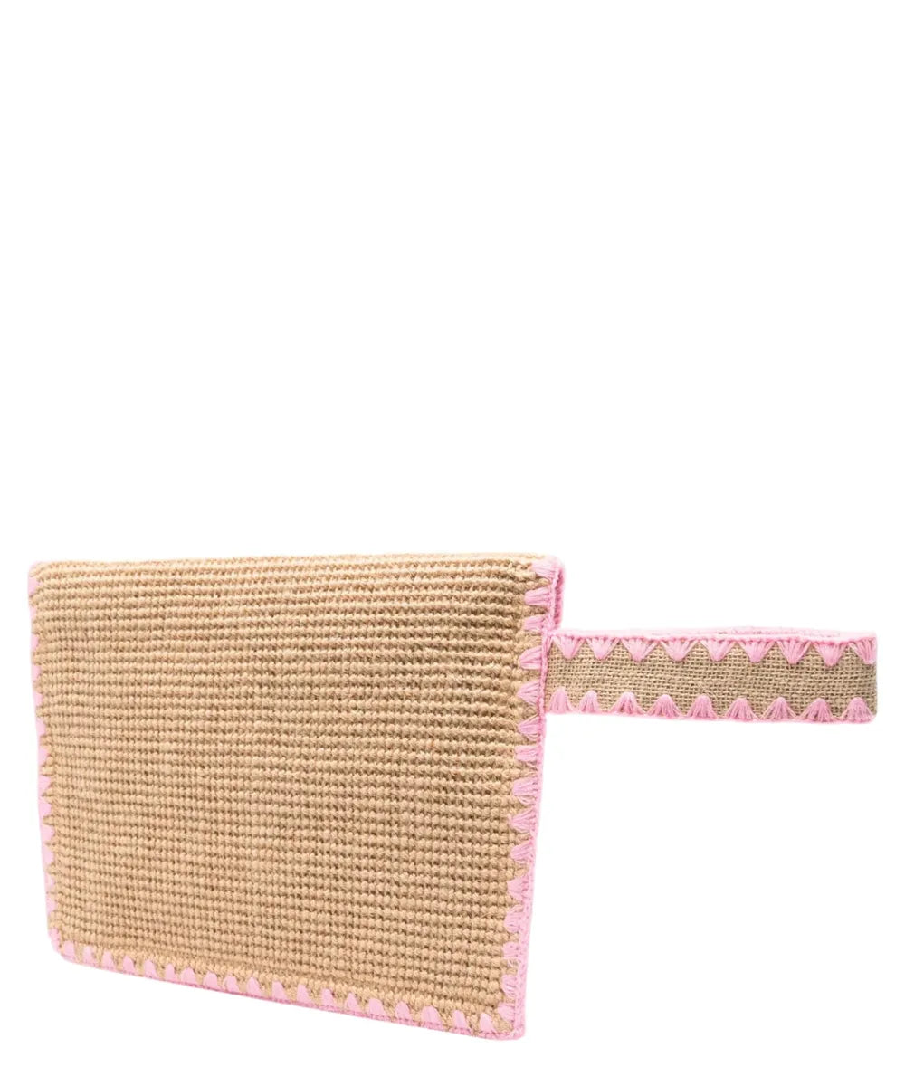 Pochette Envelope in rafia naturale con dettagli ricamati-Pochette-Mc2 Saint Barth-Vittorio Citro Boutique