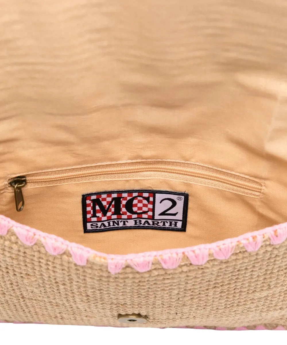 Pochette Envelope in rafia naturale con dettagli ricamati-Pochette-Mc2 Saint Barth-Vittorio Citro Boutique