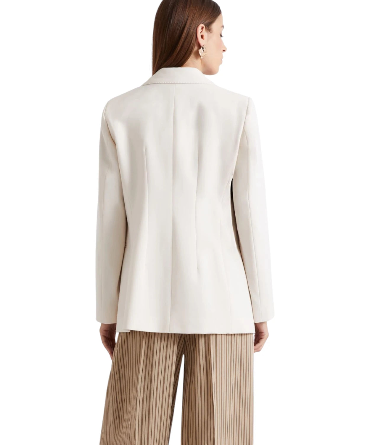 Dvigubo breto blazerius iš tamprios medžiagos su metaliniais mygtukais