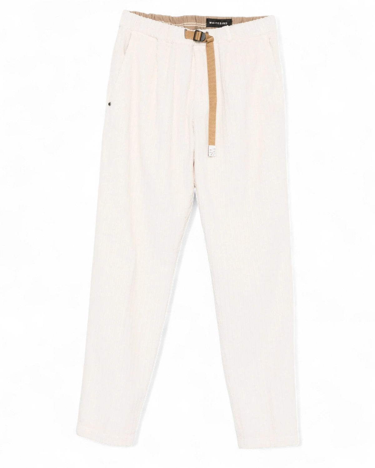 Pantaloni a coste con cintura regolabile-WHITE SAND-Pantaloni-Vittorio Citro Boutique