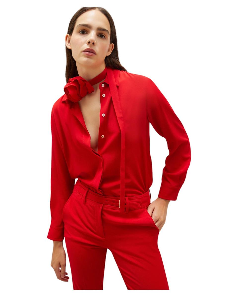 Camicia in Crêpe con Cintura a Fiore-Marella-Camicie-Vittorio Citro Boutique